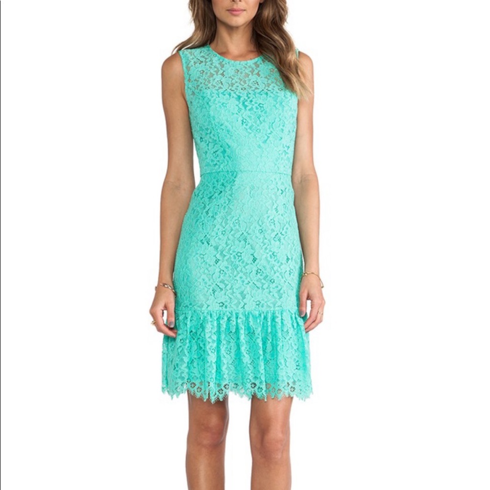 Shoshanna Lace Dress in Aquamarine